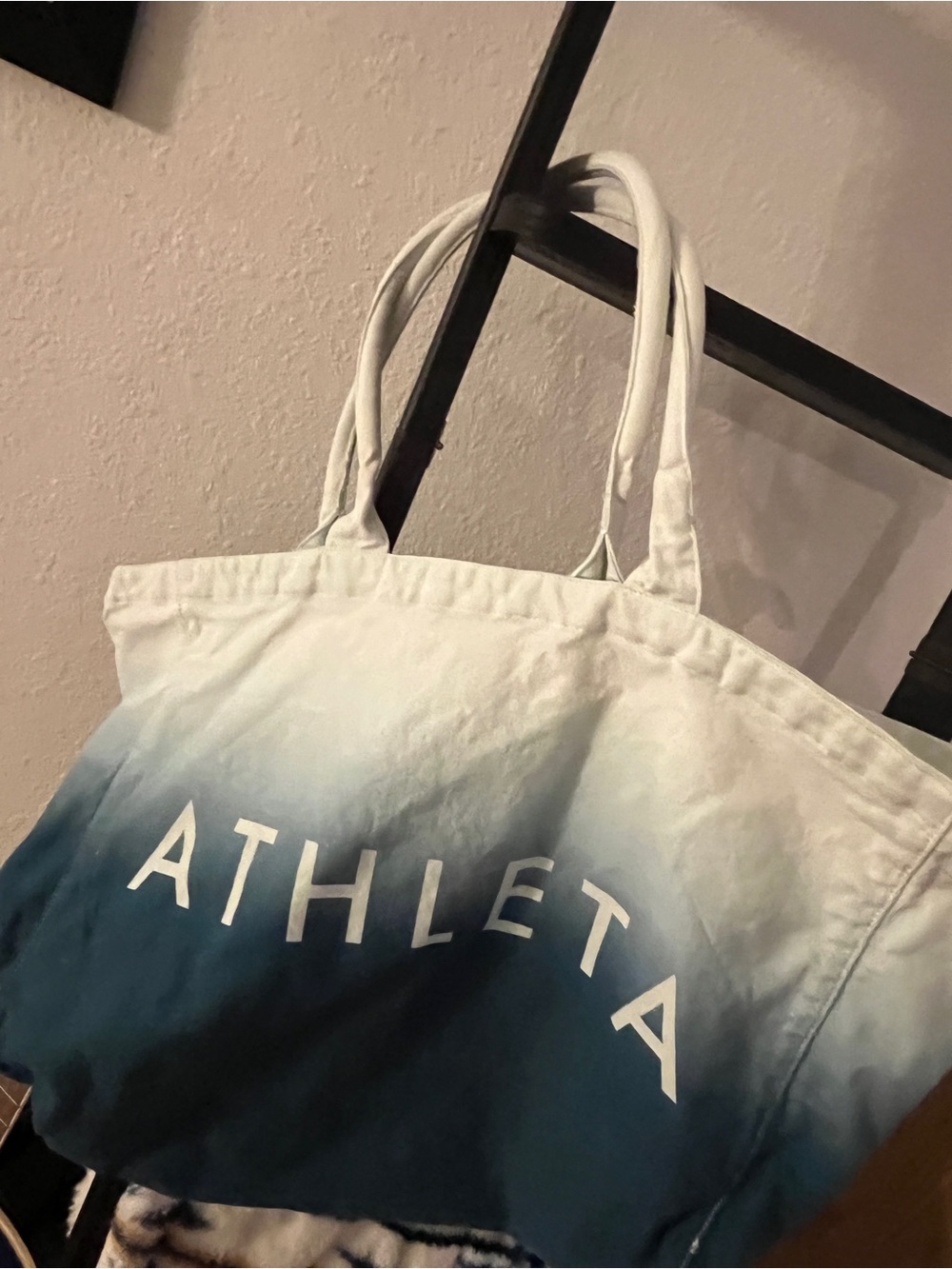 Athleta White to Teal Ombre Canvas Tote